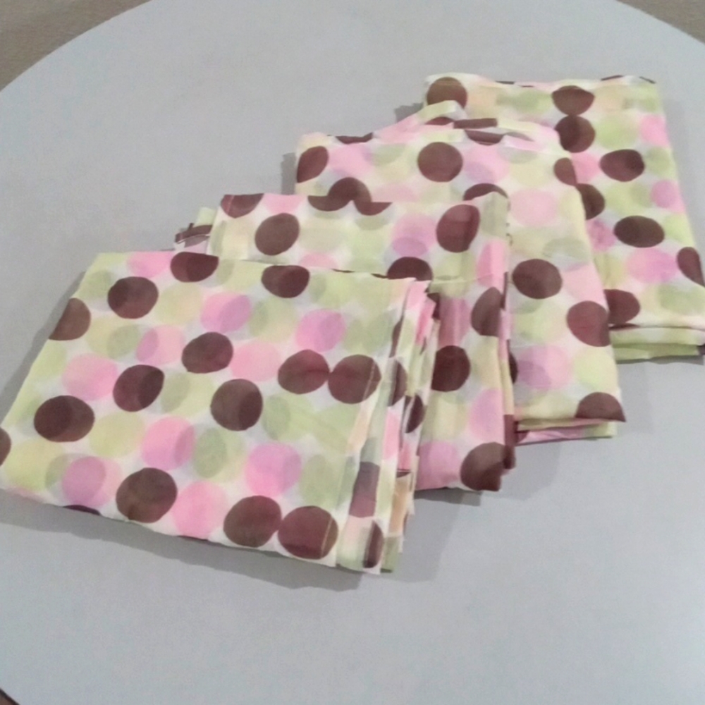 Polkadot window or bed rail curtains / sheers